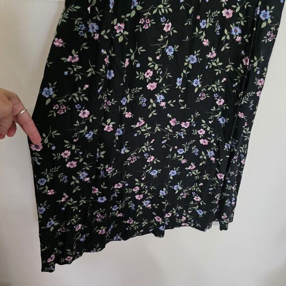 Vtg Floral Midi Dress Womens 8 Cottagecore Peasant Prairie Button Up Boho Retro - Picture 4 of 9